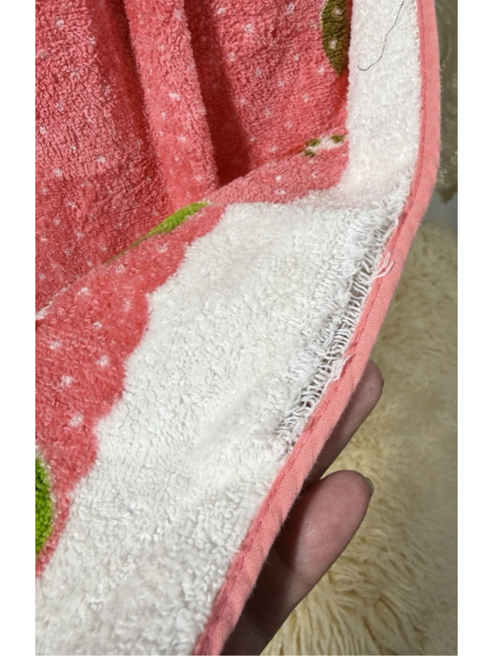 Vintage Pink Terry Cloth Mushroom Apron Forest Fancies Merry Mushroom Cottage - Picture 3 of 7